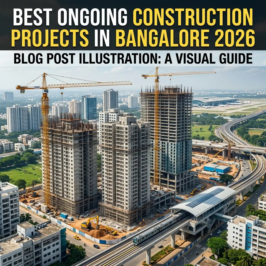 Ongoing Bangalore real estate projects 2026 showing modern construction sites and residential development by MNM Enterprises