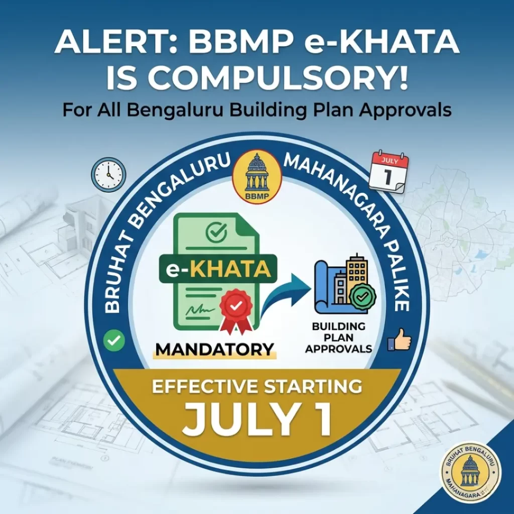 BBMP e-Khata requirement for building plan approval in Bengaluru