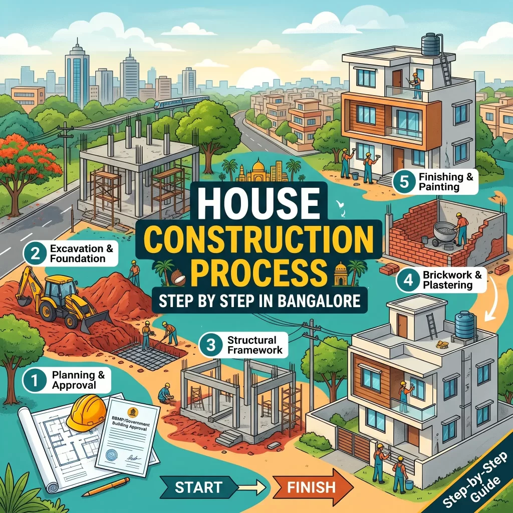 Step-by-step house construction process in Bangalore by MNM Enterprises