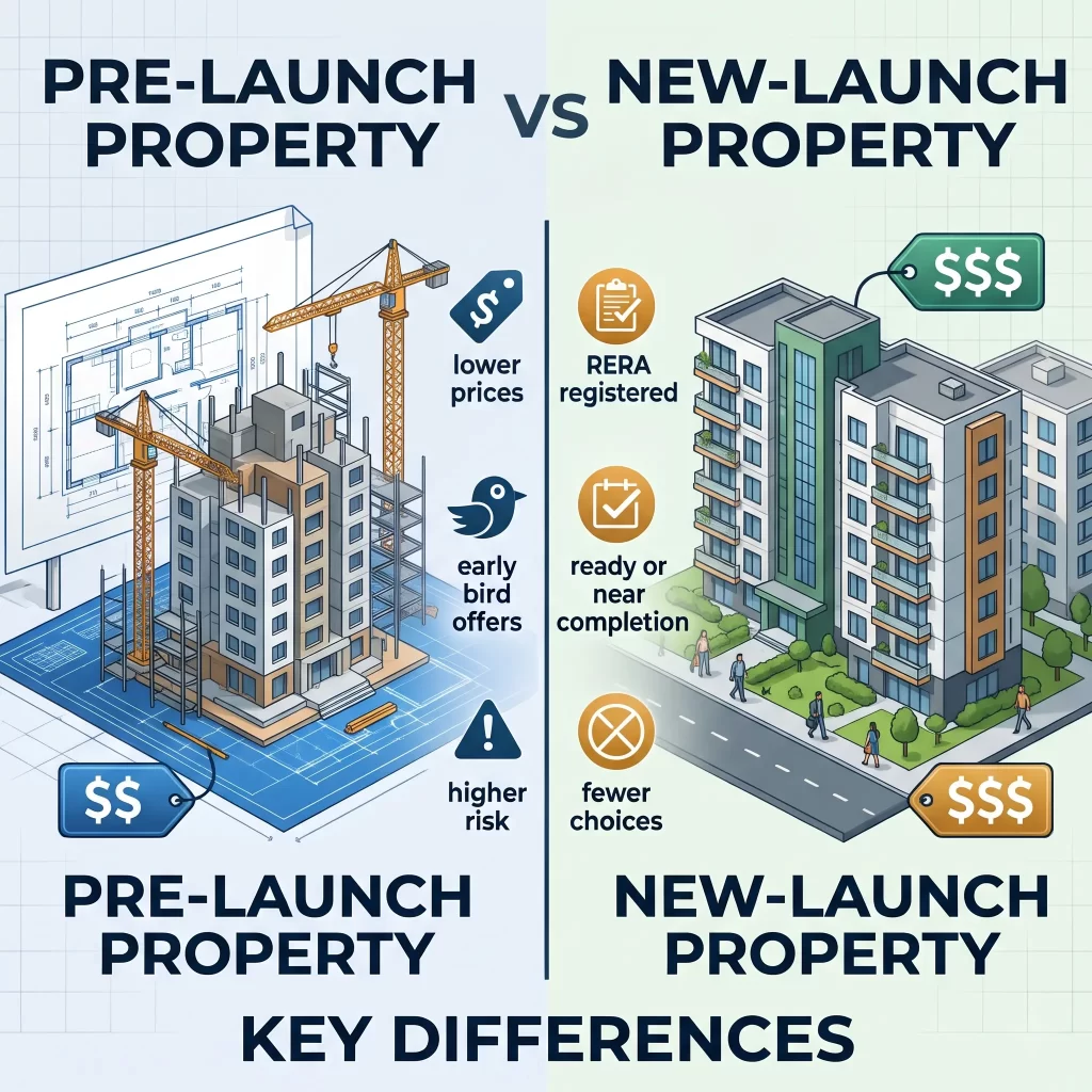 Pre-launch property vs new-launch property comparison by MNM Enterprises